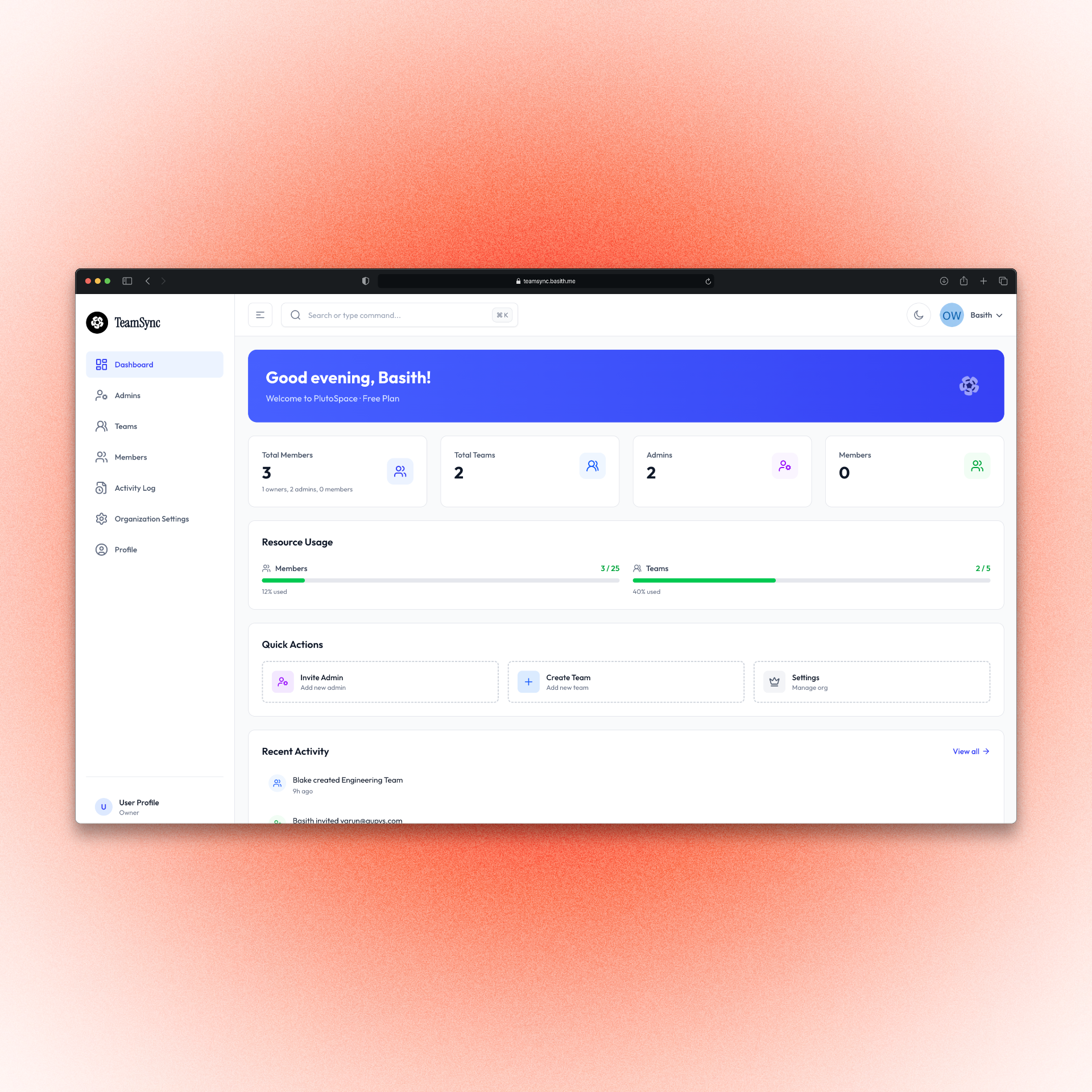 Team Management Dashboard - Organize members and teams